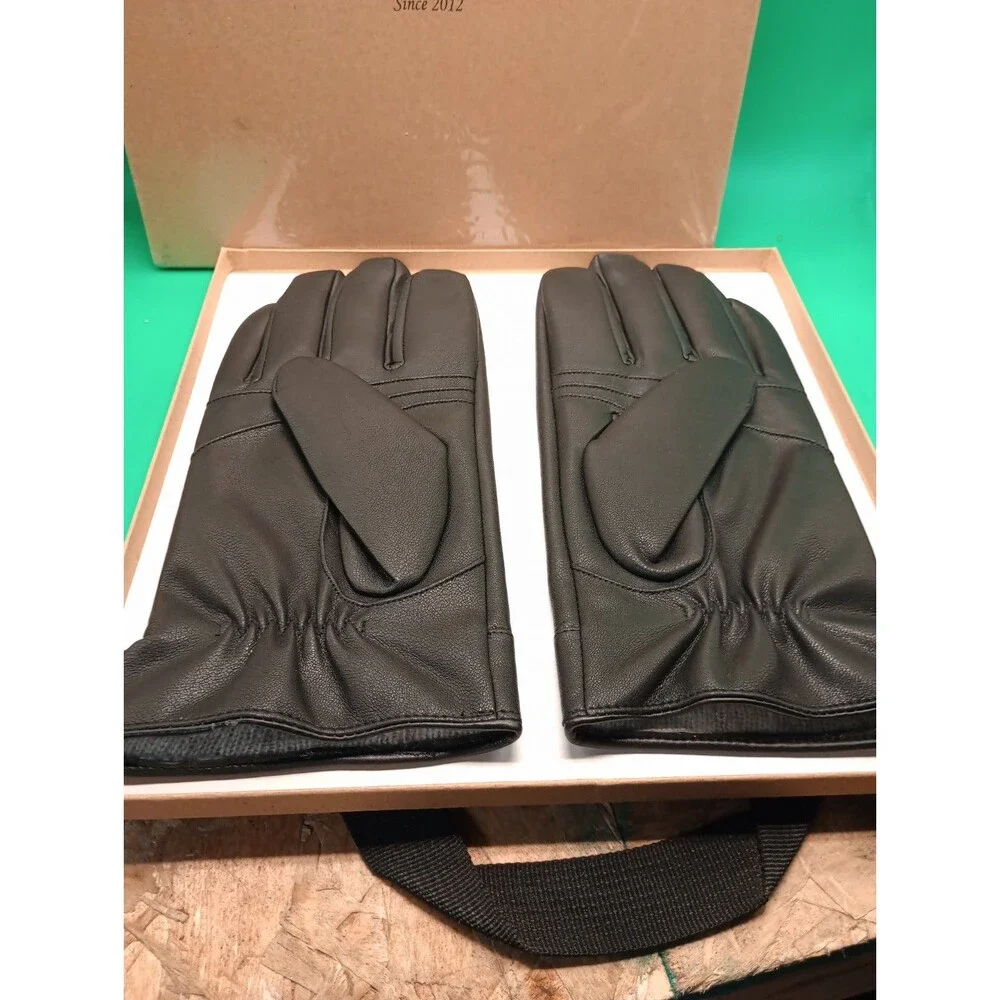 Furtalk Since 2012, Black Leather Gloves In Medium Womens
